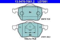 NEU - ATE 13.0470-7081.2 Bremsbelagsatz, Scheibenbremse FüR Audi Seat Skoda VW