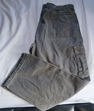 WRANGLER Men's Cargo Pants USED WORN IN COMFORABLE 100% COTTON 38x32 GRAY