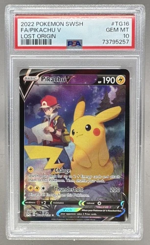 5257 Pikachu V 2022 Pokemon Sword & Shield Lost Origin #TG16 PSA 10