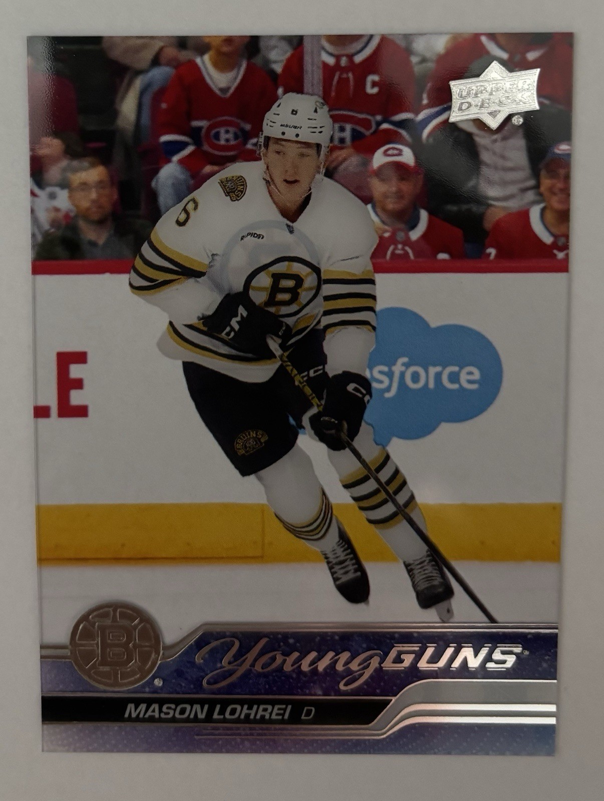 Mason Lohrei Boston Bruins 2023-24 Upper Deck #497 Young Guns Clear Cut RC