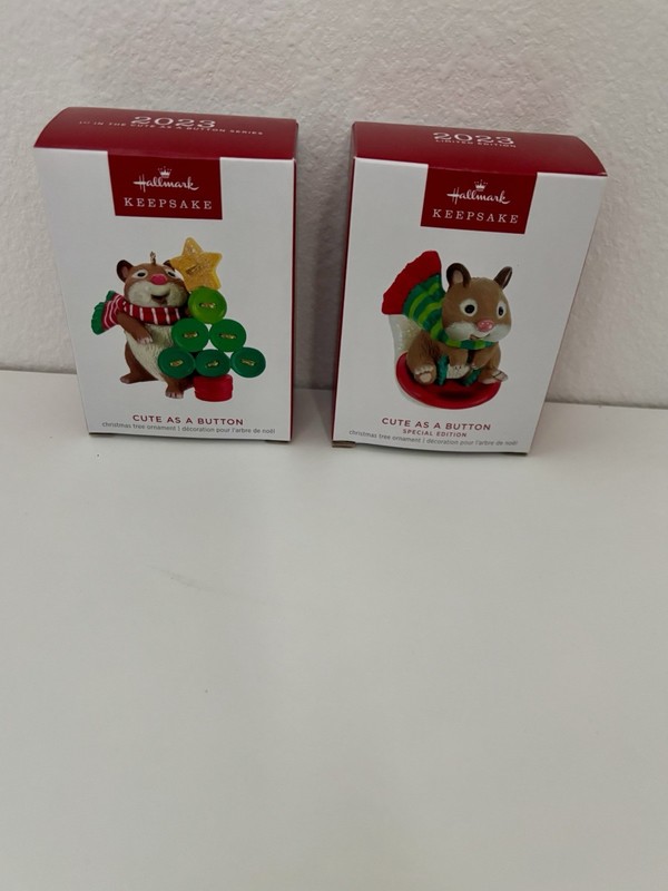 Hallmark 2023 Cute as Button Chipmunk Ornaments:  Series 1st AND Limited Edition
