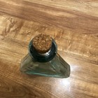 Green/Clear Glass Triangular Decorative Bottle 4 in with Cork Stopper — photo 5
