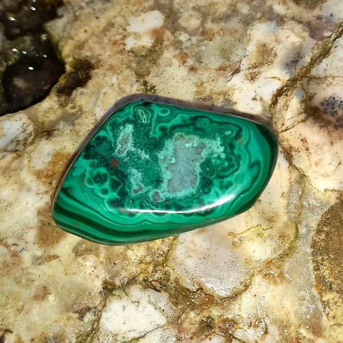 Malachit Chrysokoll Trommelstein  Malachite Edelsteine Nr.T6 Zen Hebammenstein