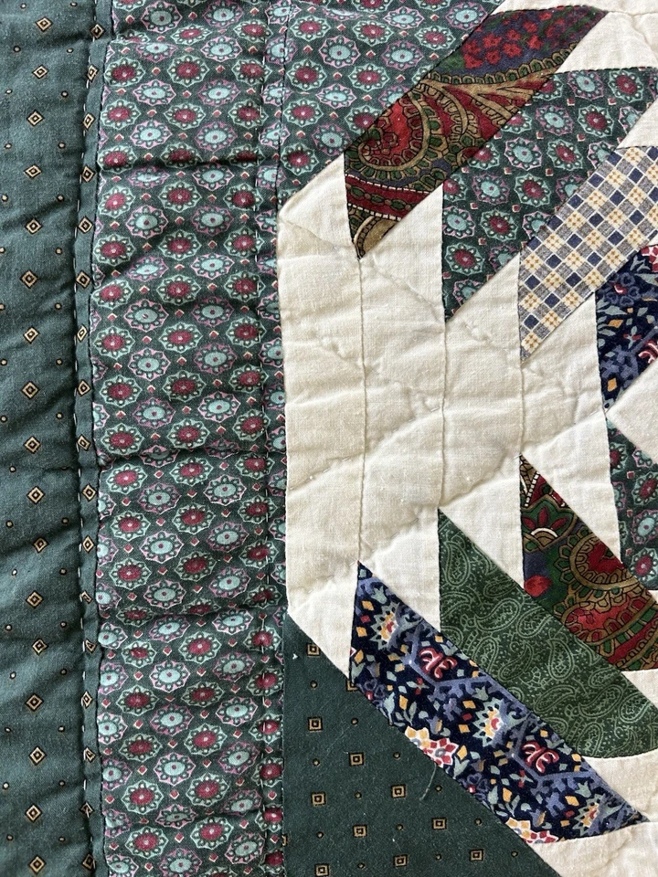 Edredón de piña hecho a mano 1994 completo/reina algodón con 2 fundas - vintage, excelente Foto 4 de 4