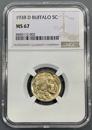 1938-D NGC MS67 Buffalo Nickel 5c - Lustrous Choice