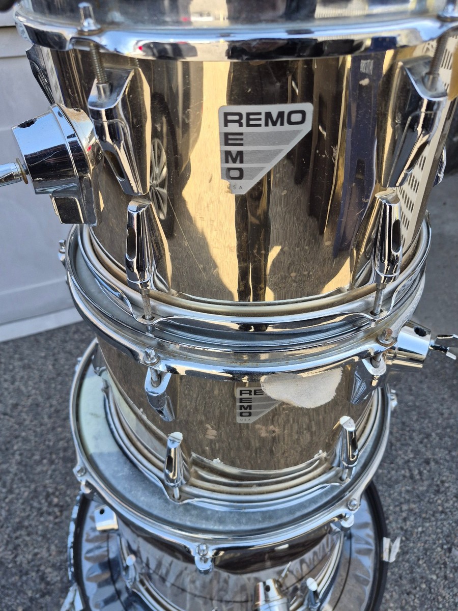 Vintage 1980s Remo Quadura Acousticon Tom Drum 1x 4 Gold Finish