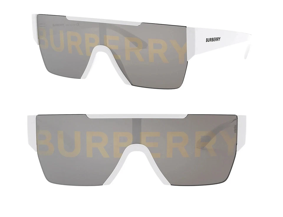 BURBERRY BE4291 3007 H White Grey Tamp Bur Silver Gold2 38 mm Men's Sunglasses