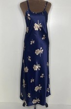 Vtg Jones NY Floral Slip Maxi Dress XS Navy Whimsigoth 90s Y2K Fairygoth Boho
