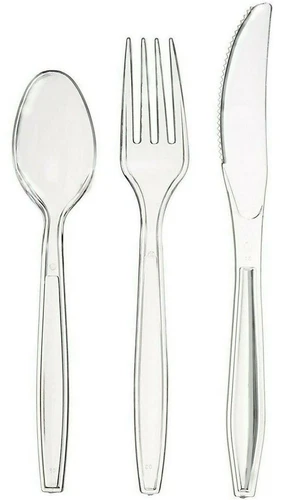 Reusable CLEAR CUTLERY SET spoon fork knife plastic dinner utensils x 50