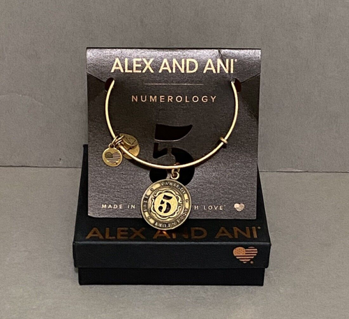 NIB Alex and Ani Expandable Bracelet Numerology No. 5 Variety, Adventure, Free - Picture 2 of 14