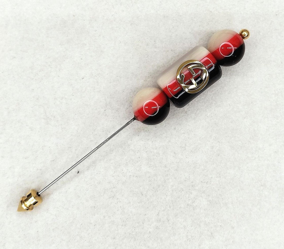 Auth GUCCI Pin Brooch G Logo Stripe Multi Color Accessory