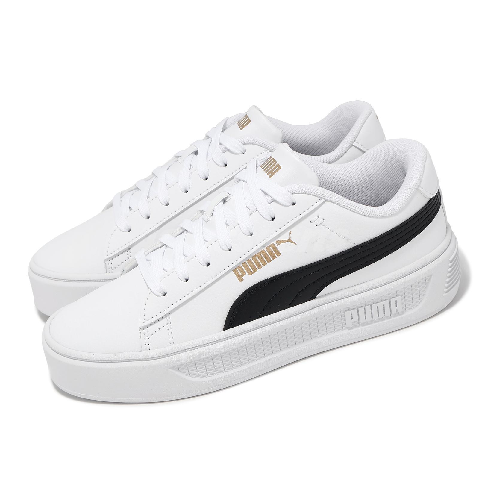 Женская повседневная обувь на платформе Puma Smash Platform V3 White Black Gold 390758-04