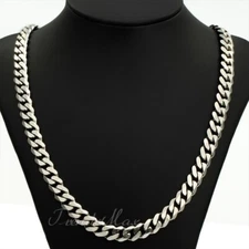 9MM 16-30inch Stainless Steel Silver Tone Curb Cuban Link Chain Necklace Jewelry