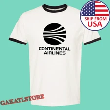 Continental Airlines Retro Men's Ringer Black Size S to 3XL