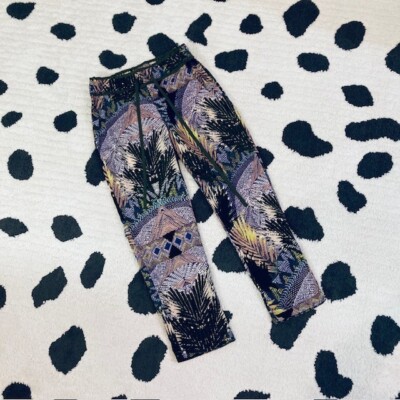 NWT $168 Walter Baker Womens XS Abi Pull On Multi Print Silky Cropped Pants