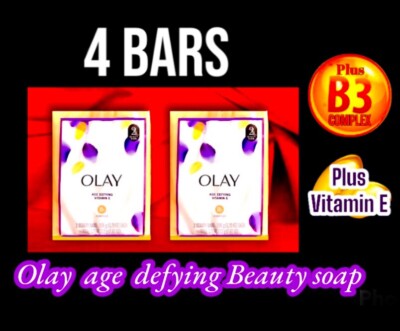 4 Bars OLAY age defying Beauty Bar Soap with vitamin E & B3 Complex
