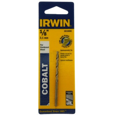 Irwin 3016008 1/8'' Cobalt Drill Bit, 135° Split Point