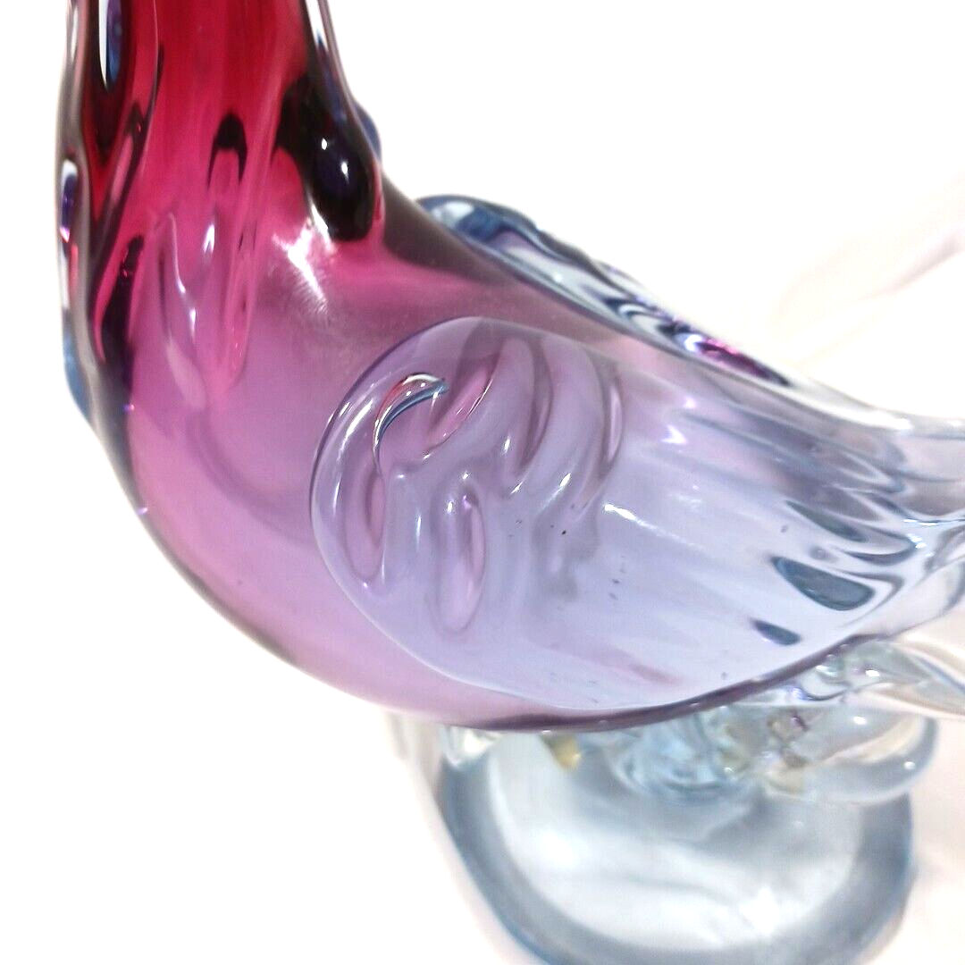 Archimede Seguso Murano Purple Blue Fleck Pheasant Bird
