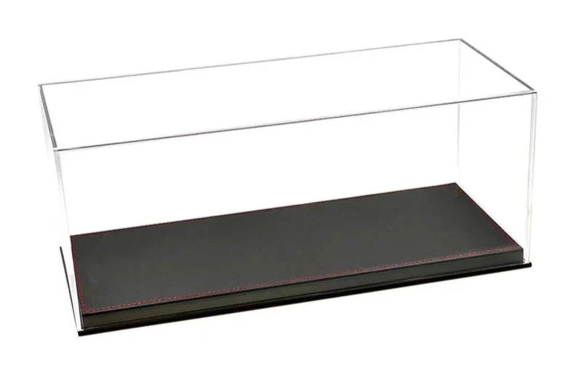 ＊SHOWけーす＊ Mijo Display Case Black Leather Base with Red Stitching 1:18