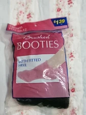 NEW VTG?  Women QUEEN SZ 10-12 Black Brushed Fuzzy Booties Socks Cedar Creek USA