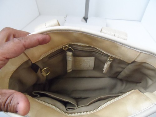 COACH Khaki/Yellow Scribble Signature Logo Print Small Tote Bag 10x7x4 - Picture 9 of 10