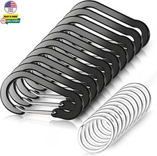 10PCS Mini Carabiner Clips with Key Rings Aluminum D Shape Locking Keychain New