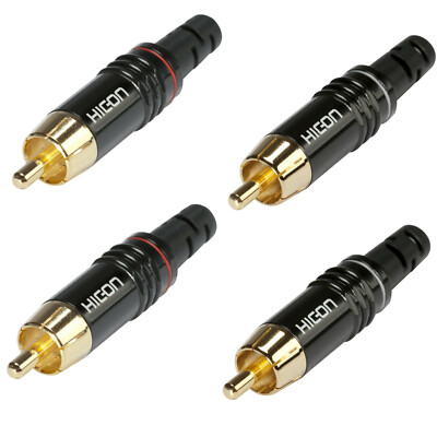 HICON Cinch Stecker 4er Set weiß + rot RCA Phono by Sommer Cable HI-CM06 NTL RED