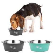 Metal Non Slip Stainless Steel Dog Puppy Pet Animal Feeding Food Water Bowl USA