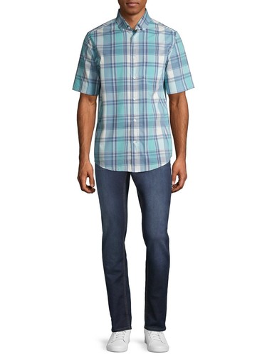 George Herren knitterarm kariertes Popeline Kurzarm Hemd S M L XL 2XL 3XL - Bild 58 von 70