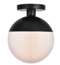 Elegant Lighting LD6062BK Black 1-Light 10" Semi-Flush Globe Ceiling Fixture 