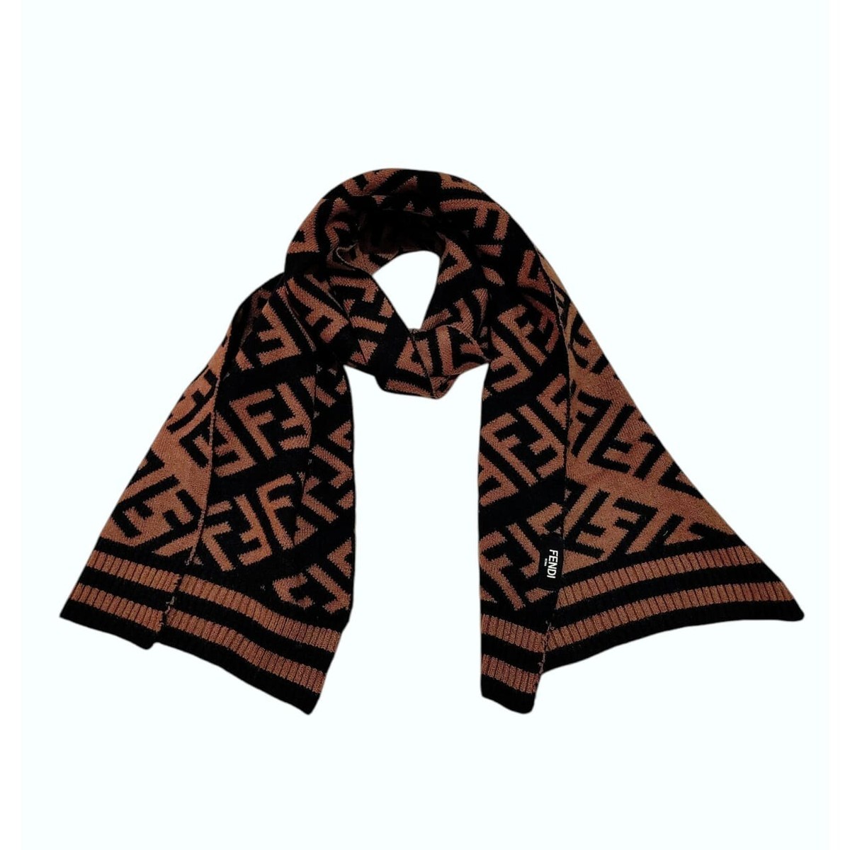 FF(Fendi) Scarf Brown cashmere scarf