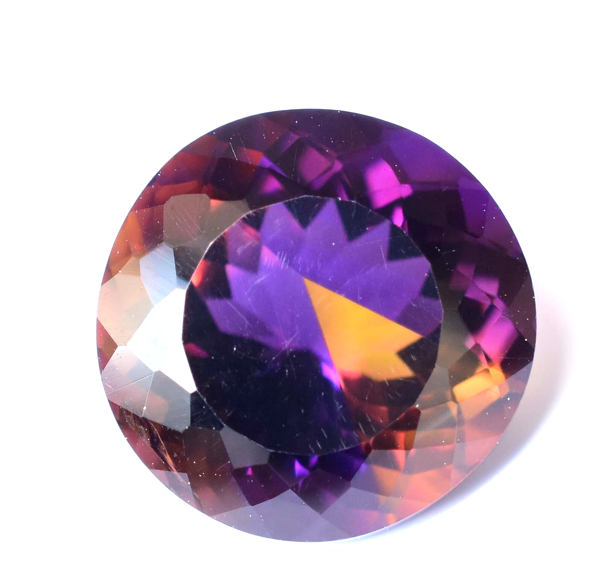 Natural Bi-Color Ametrine Ct Round Bolivia Certified FL Loose