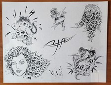 VINTAGE Philip Fip Buchanan Traditional San Diego Tattoo Flash Production Sheet