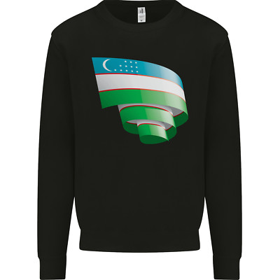 Curled Usbekistan Flag Ukbek Day Football Kinder Sweatshirt Pullover