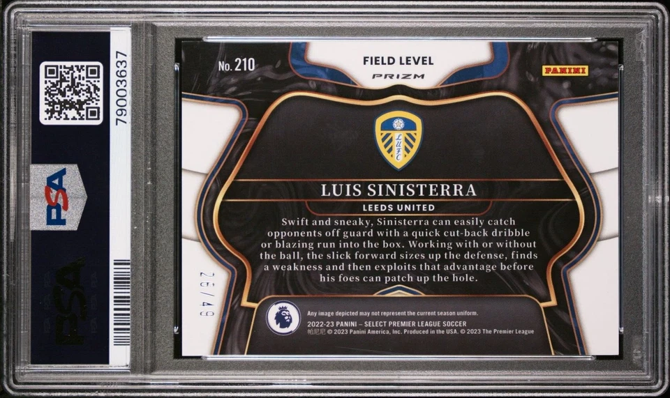 2022-23 Luis Sinisterra Panini Select Tie-Dye Leeds United Rookie 26/49 PSA 10 - Image 2 of 3