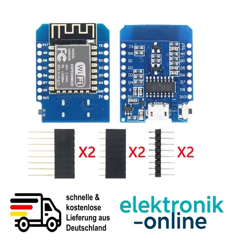 D1 Mini ESP8266 ESP-12F CH340G  WIFI Entwicklungsboard USB MICRO Arduino + Pins
