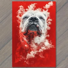 Art Print Shar-Pe Dog Surrounded By Clouds Red Sky Background Fantasy Unique