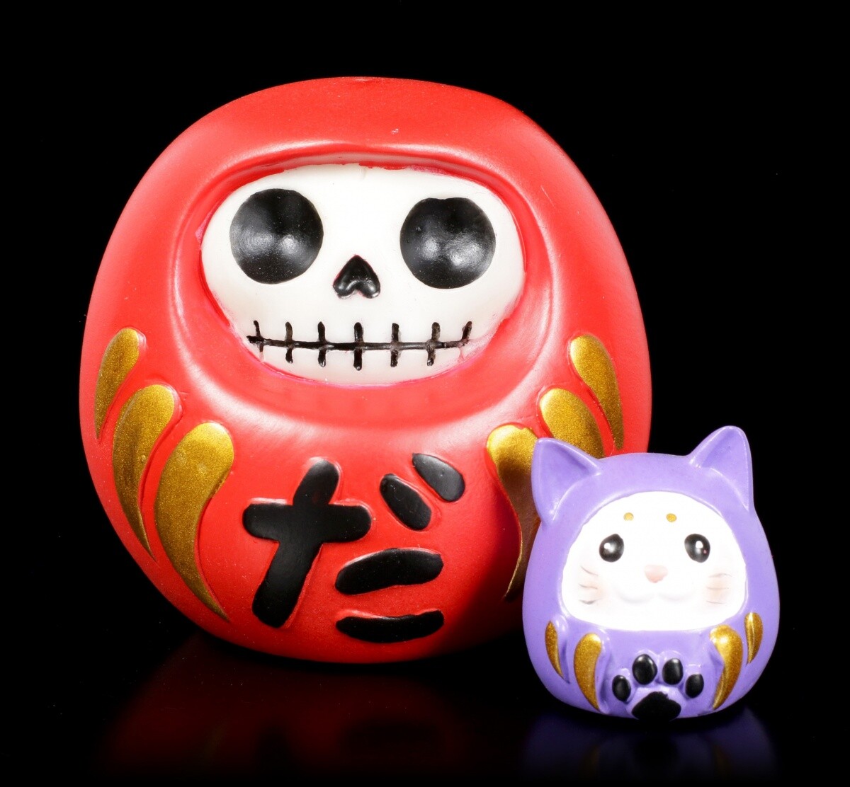 Furry Bones Figurine - Daruma With Cat Collection Figure Deco Sculpture Statue H