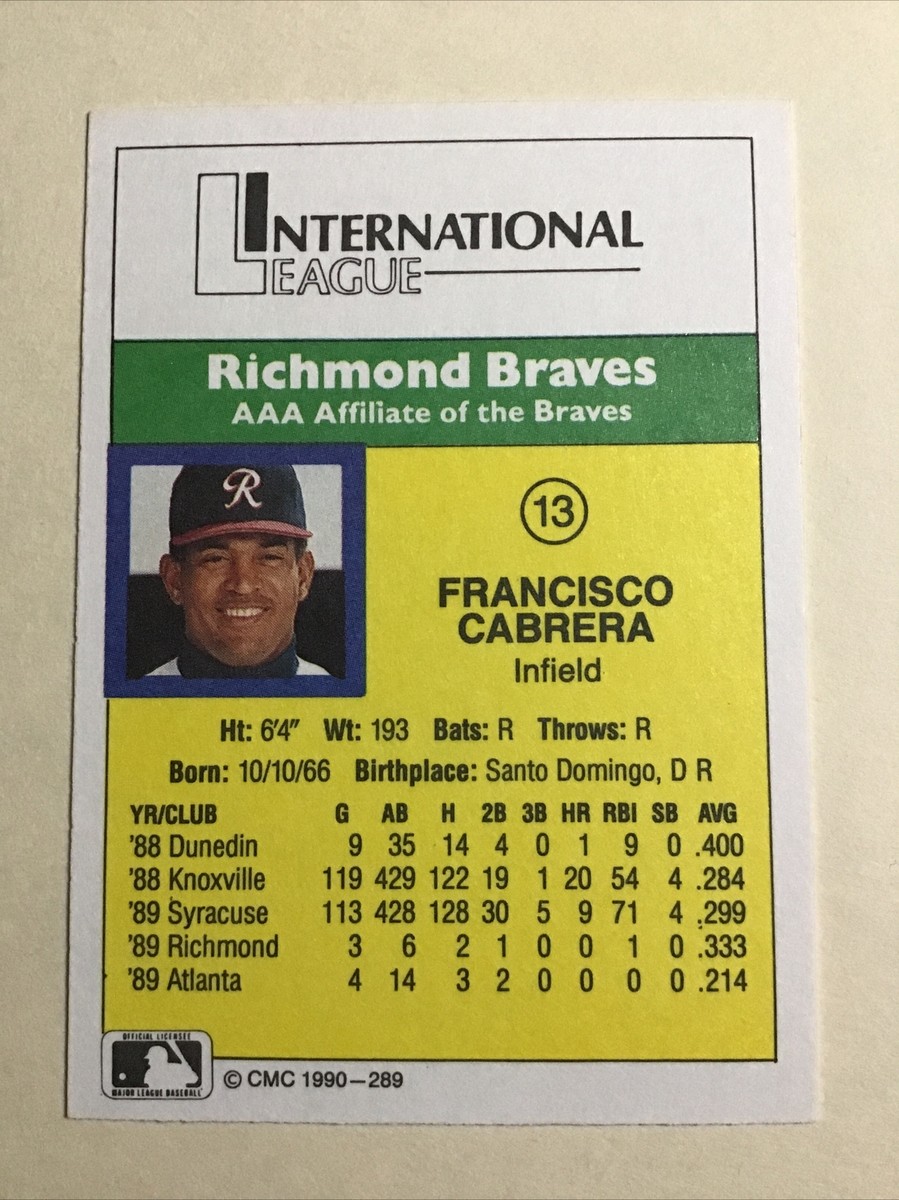 1990 CMC #13 Francisco Cabrera RC ROOKIE Minors - NM-MINT 3952 | eBay