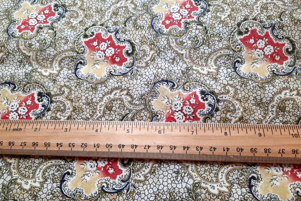 BTY Charlemagne 20369 Deb Edwards Northcott Fab желтые зеленые красные цветочные свитки - Изображение 3 из 3