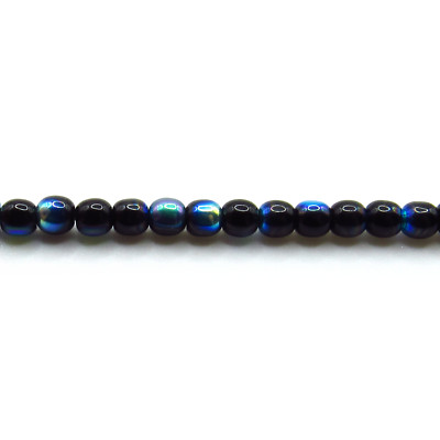 Jet Black AB - 100 4mm Round Pressed Czech Glass Druk Beads