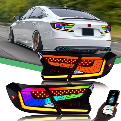 RGB LED Tail Lights For Honda Accord 10th Gen 2018-2022 Dynamic Start Animation - Picture 1 of 16