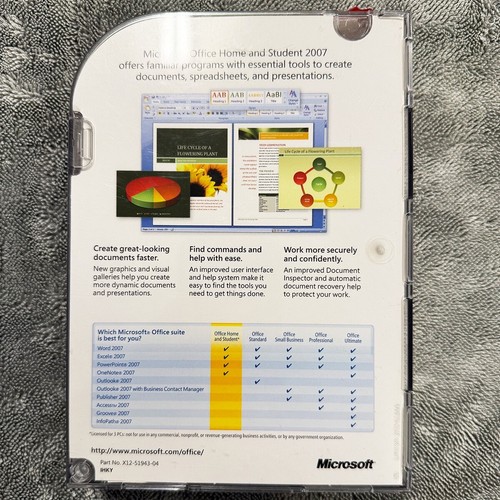 Microsoft MS Office 2007 Home and Student Licensed 3 PC Full Retail - Picture 2 of 3