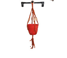 Handmade Macram  Hanging Basket Pot Holder Rust w/Wooden Beads  6" Pot 32"