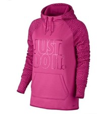 Nike Therma Fit Women's JDI Fleece Hoodie Pink "Just Do It" Size Medium