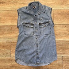 90s 2000s Women's Vintage Westerncore Blue Denim Wash Guess Vest Size Small