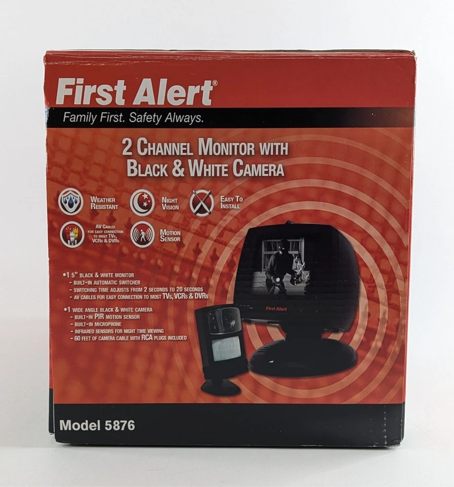 First Alert 2-Channel CRT Monitor – B&W w/ Speaker S-Video, Retro Gaming - Image 4 of 4