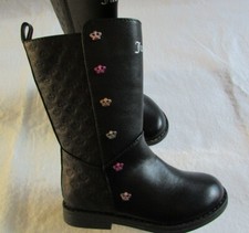 Juicy Couture Lil Pasadena Faux Leather Crown Tall Boots BLACK Toddler Sz 7 NEW