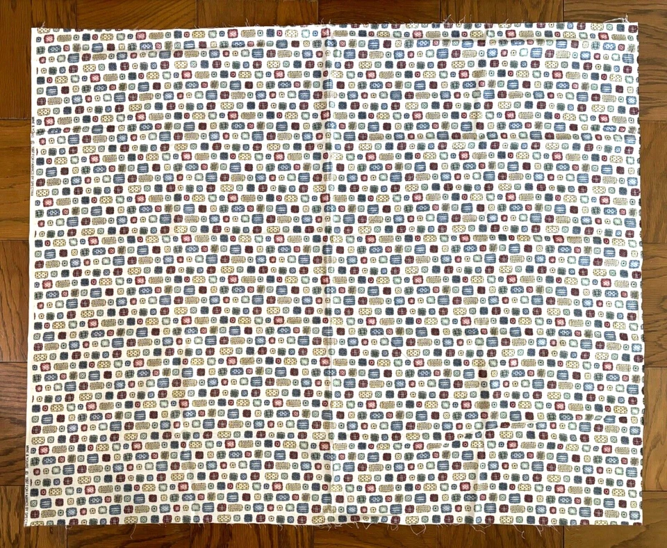 Mine & Yours 1997 Fabric Spectrix Beige Background Rectangles One Yard Vintage - Image 2 of 4