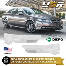 Clear Corner Reflector Diffuser Replacement Set For 2004-2008 Acura TL Headlight